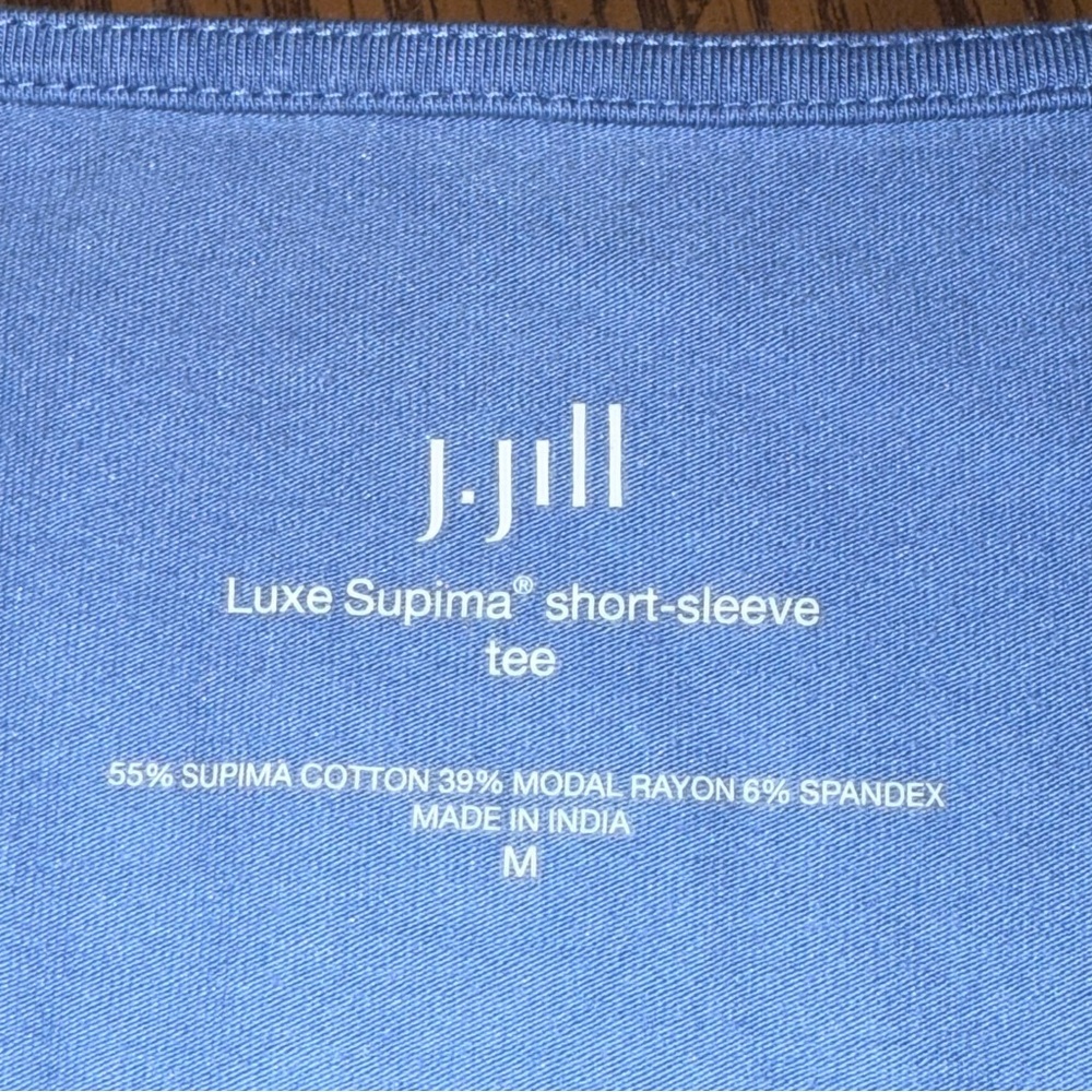 J.Jill Luxe Supima Blue Short Sleeve Tee Soft Stretch Casual Top M - Picture 5 of 6
